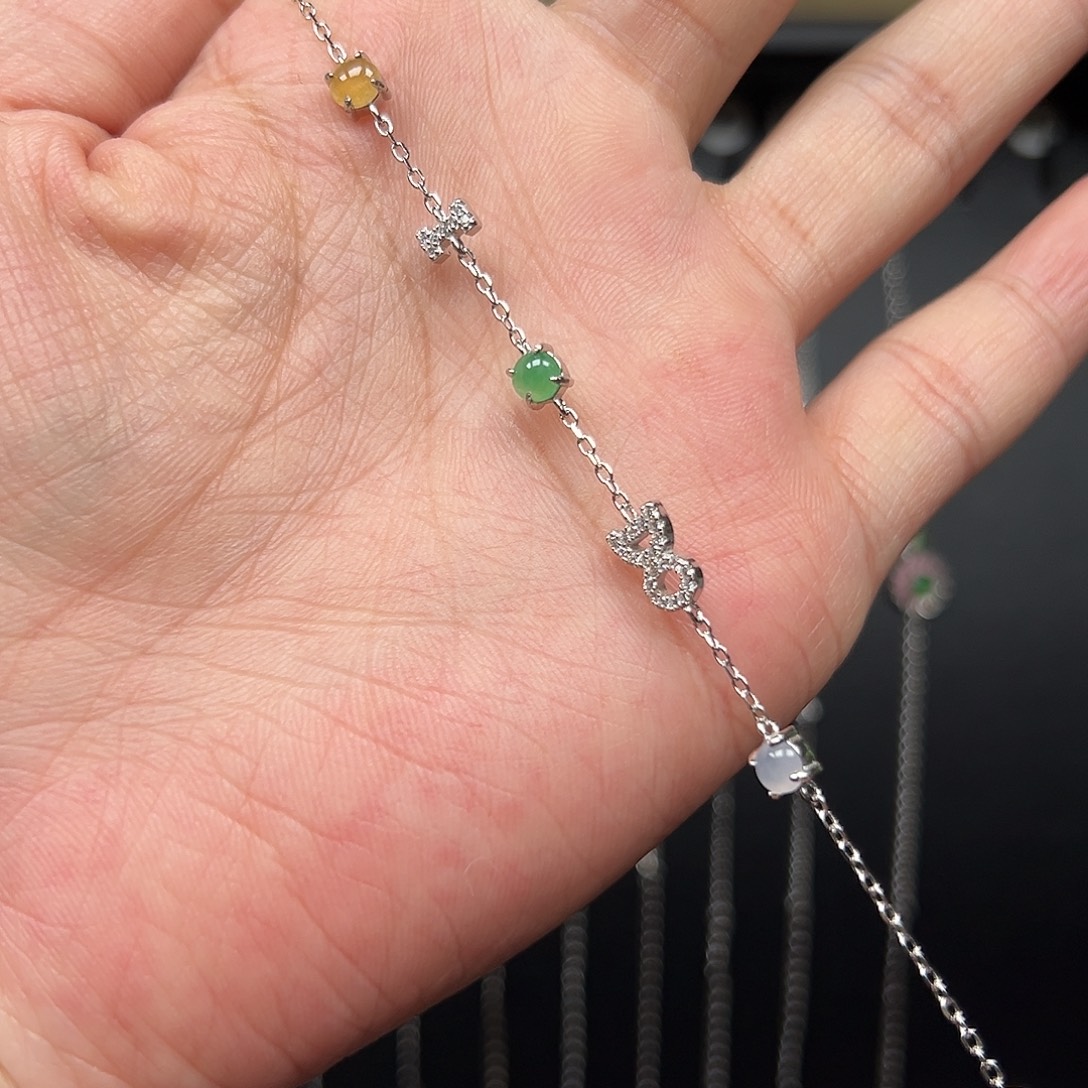 翡翠银S925镶嵌手链