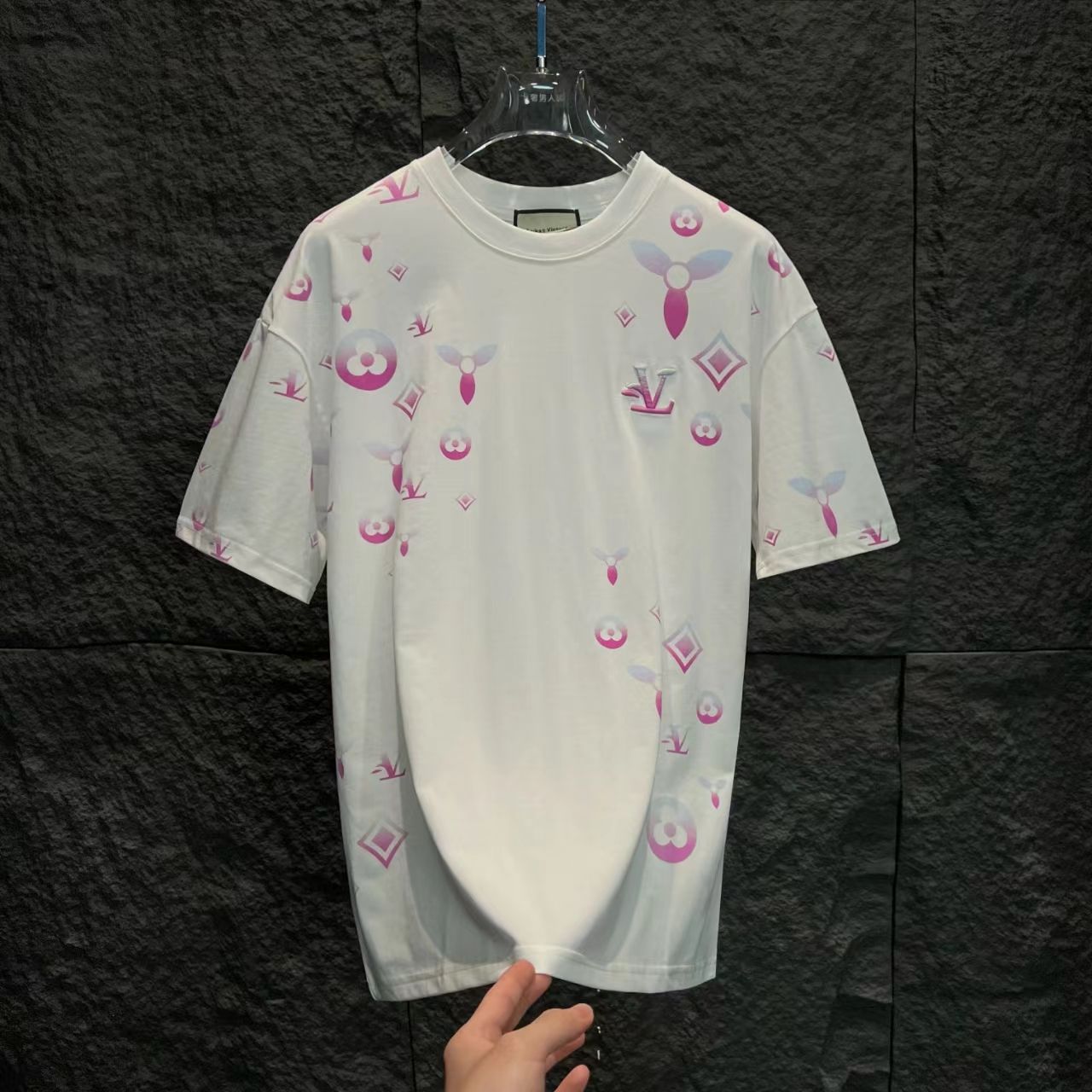 CB-A47-宽松型变色短袖刺绣小L韩版情侣上衣