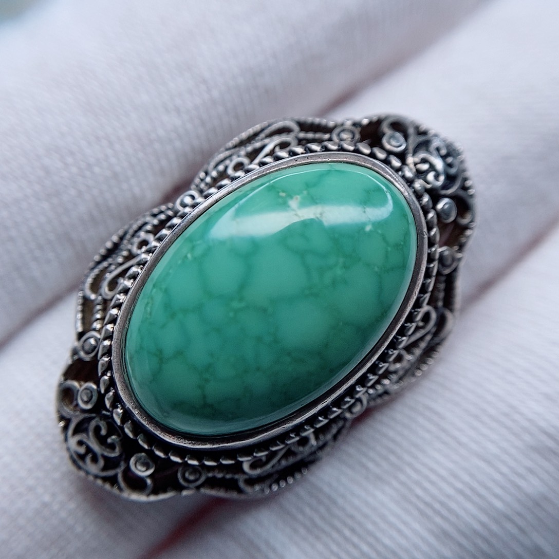 绿松石戒指银S925镶嵌