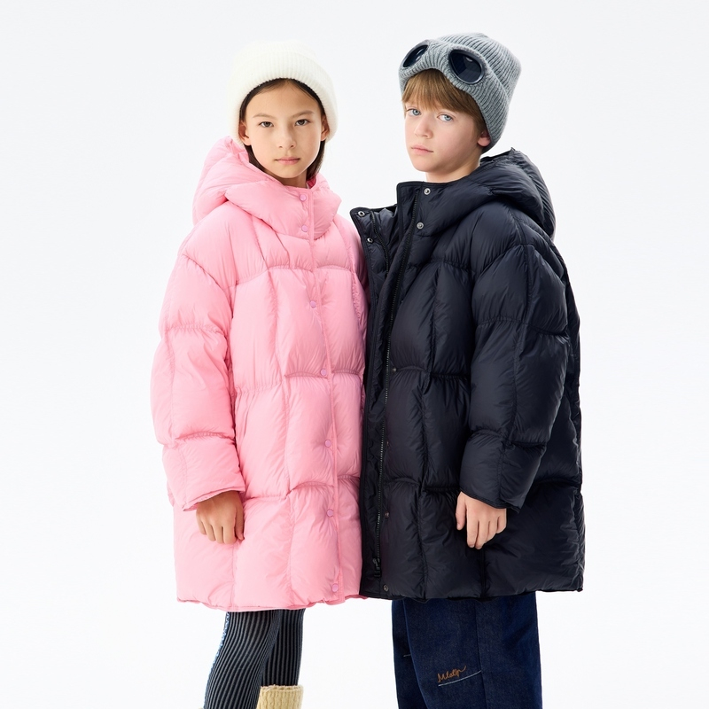 马拉丁童装儿童中长款羽绒服冬新款大童简约轻暖泡芙羽绒外套