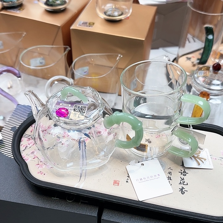 禾器浅玉色君漾壶加对杯