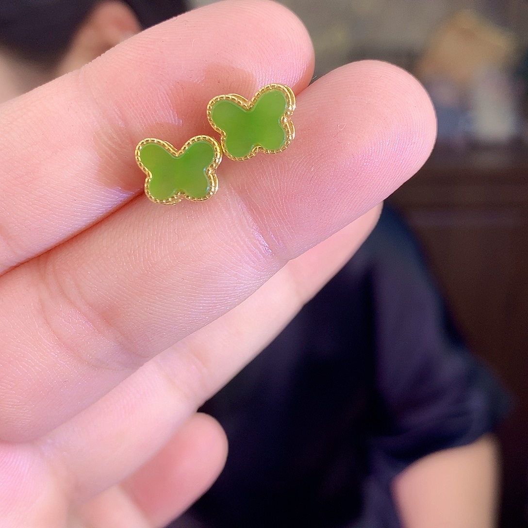 吊坠(不含链)银S925镶嵌和田玉（碧玉）耳饰