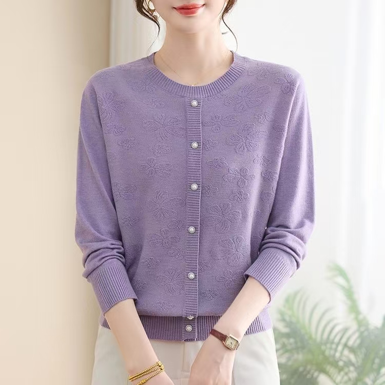 妈妈秋装上衣女2025新款时尚洋气中老年女装春秋装针织衫8811