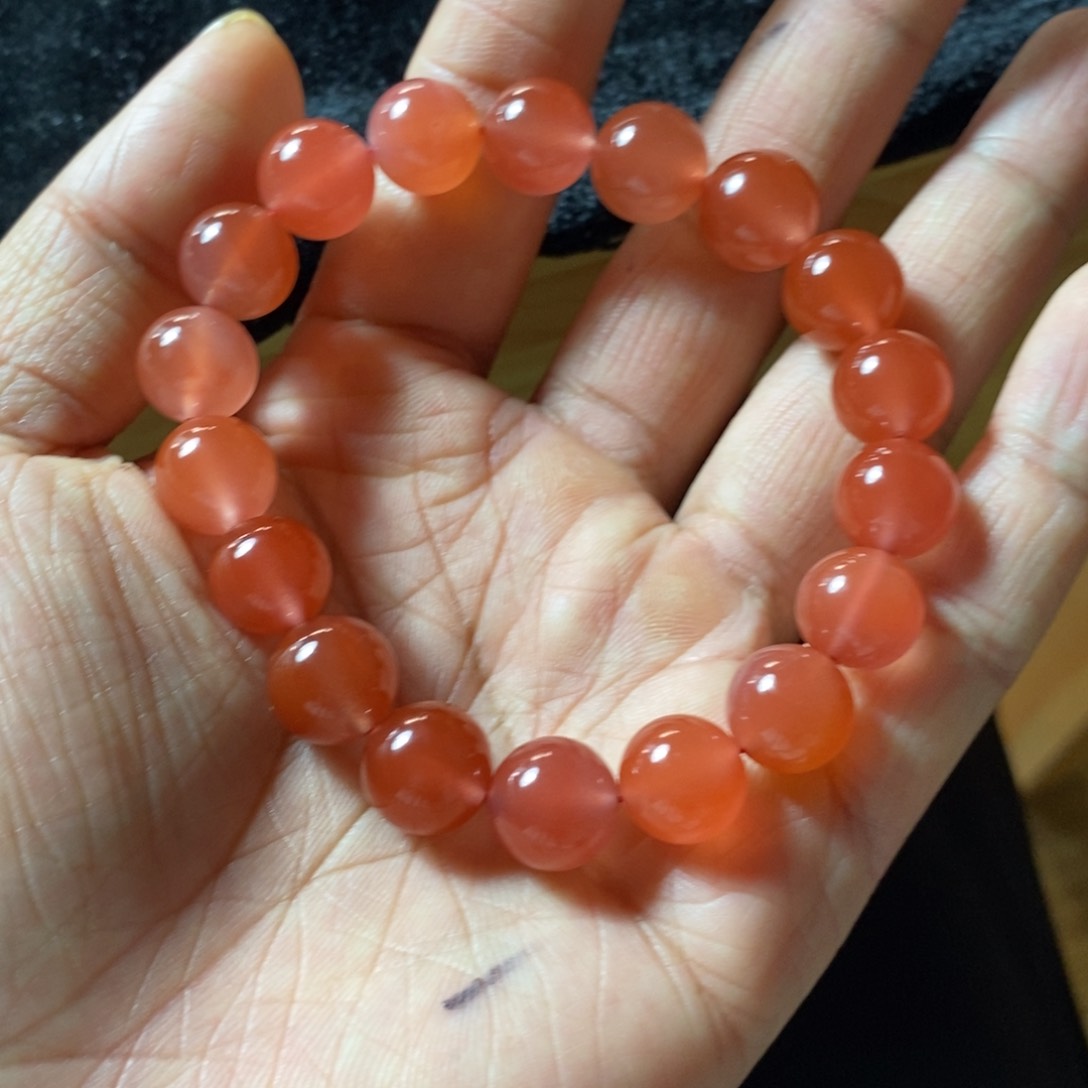 南红玛瑙手链未镶嵌仙***重丽江冰粉圆珠单圈H879