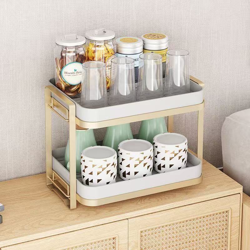 水杯双层沥水架茶具托盘厨房置物架多功能家用客厅茶几茶具收纳架