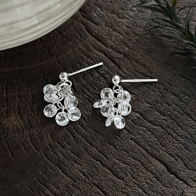 925银树脂耳饰 S925银「捡漏」小葡萄串耳钉精致百搭减龄耳环