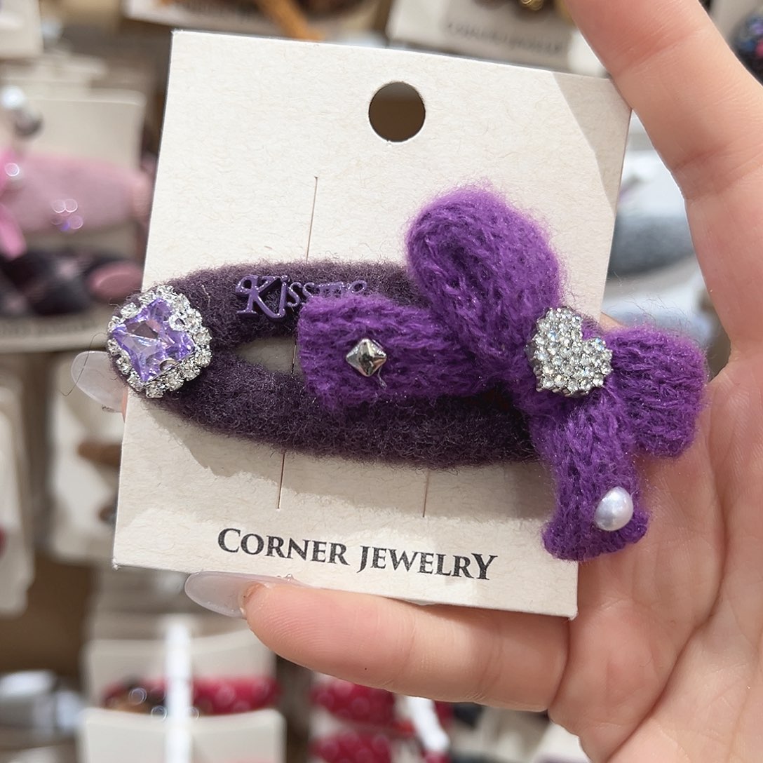 羽毛不锈钢紫色蝴蝶结掰掰夹