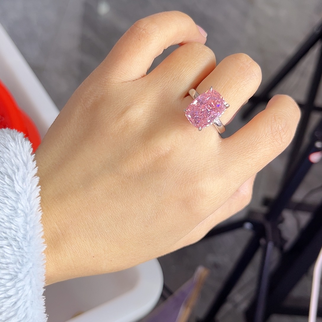 戒指彩色蓝宝石银S925镶嵌