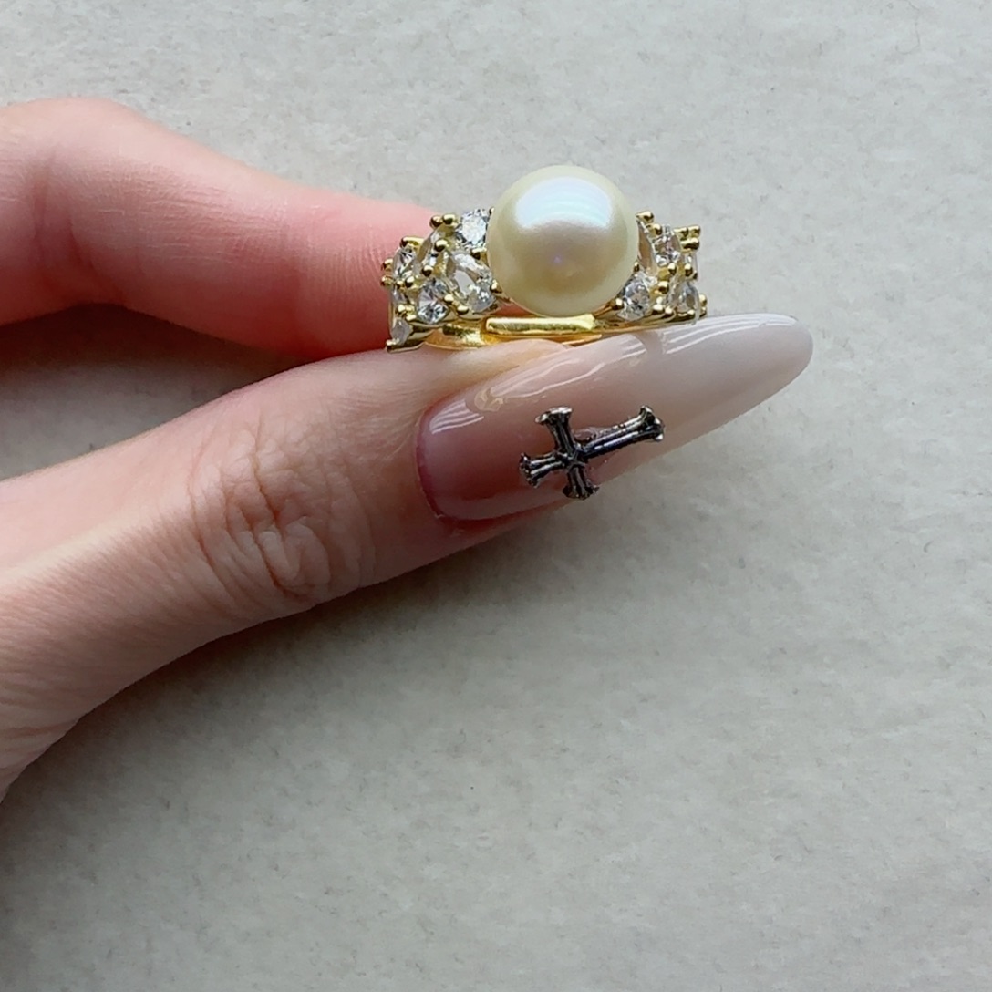 戒指15银S925镶嵌海水珍珠