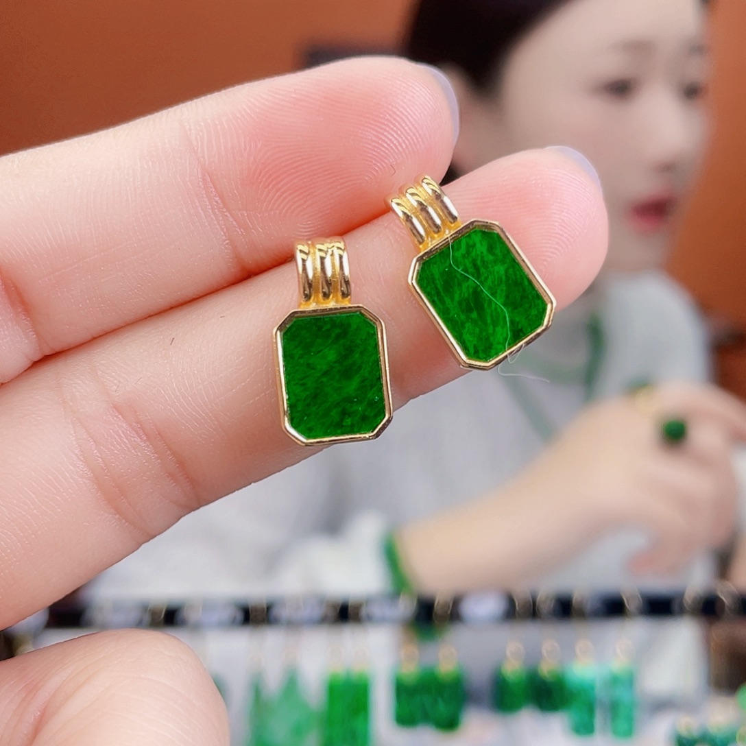 翡翠银S925镶嵌耳饰