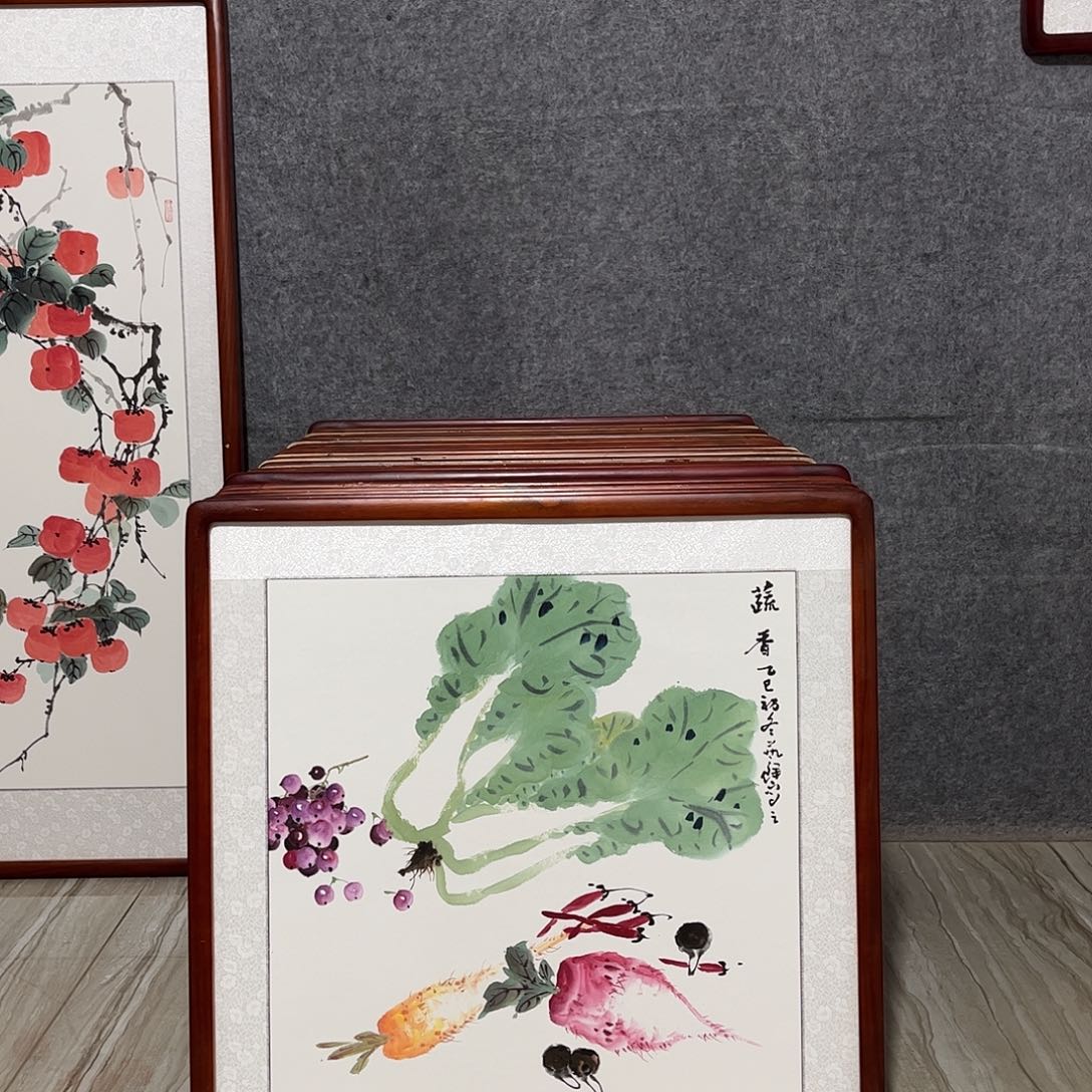 国画书画作品带框63×63
