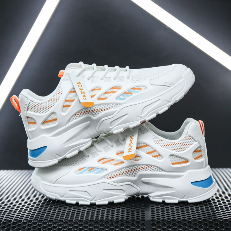 男鞋2024新款秋季网面透气运动鞋男款青少年休闲小白老爹鞋
