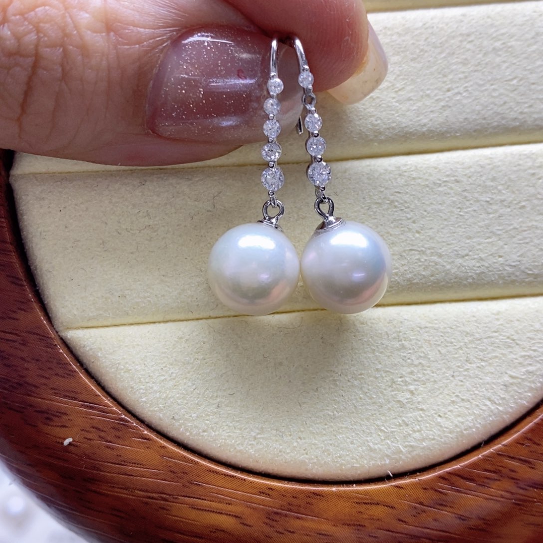 淡水珍珠耳饰银S925镶嵌
