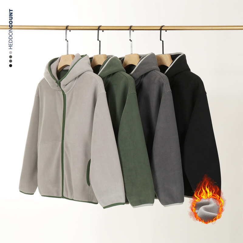 赠送运费险！300g重磅摇粒绒拼色拉链外套冬宽松厚实保暖连帽卫衣