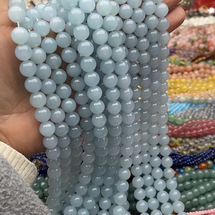 玛瑙/玉髓珠宝半成品未镶嵌一条10mm海蓝宝