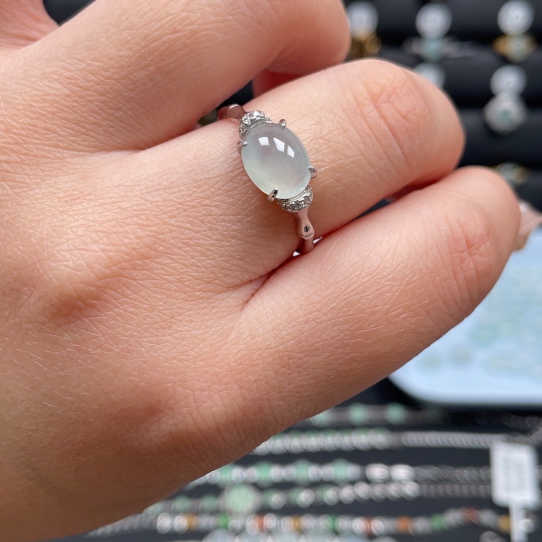 翡翠戒指银S925镶嵌戒指