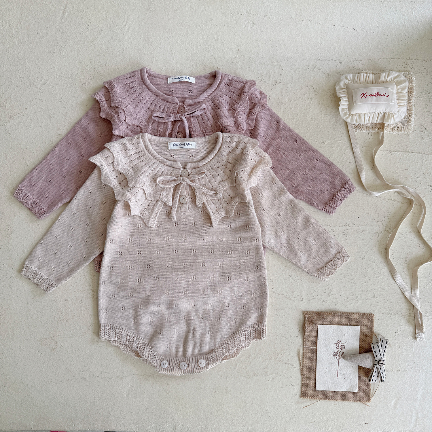 【微风童话】女婴针织连体爬服女宝长袖双层包屁衣婴儿春秋宝宝秋冬