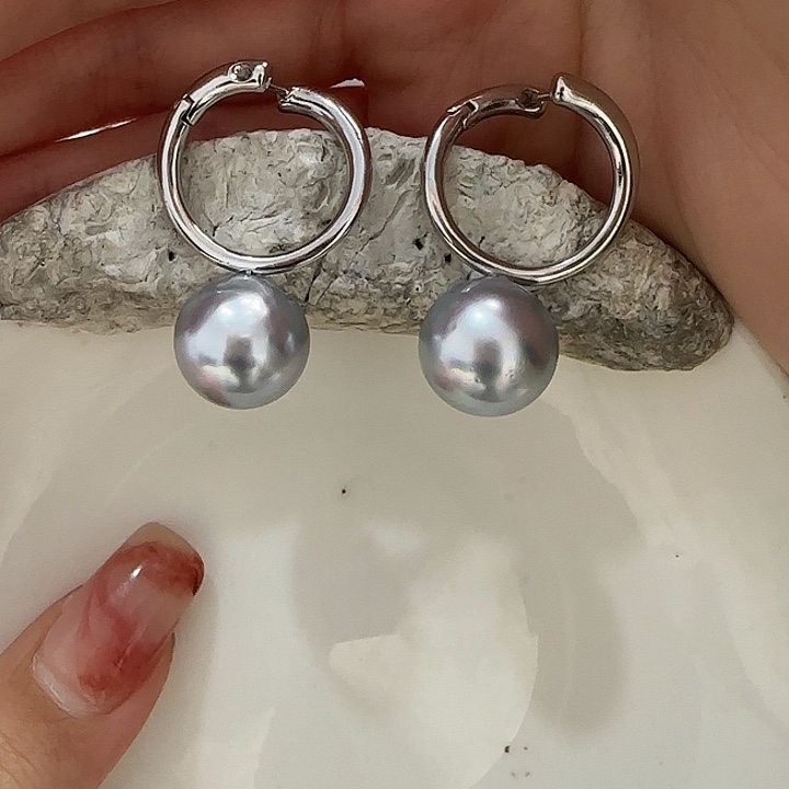 海水珍珠耳饰银S925镶嵌