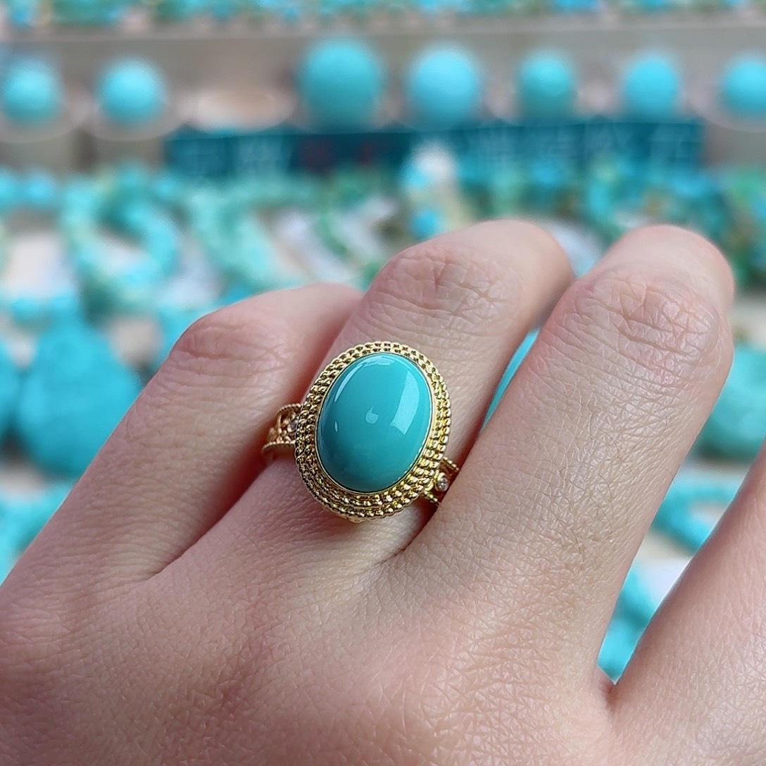 绿松石18K金镶嵌珠宝奇石