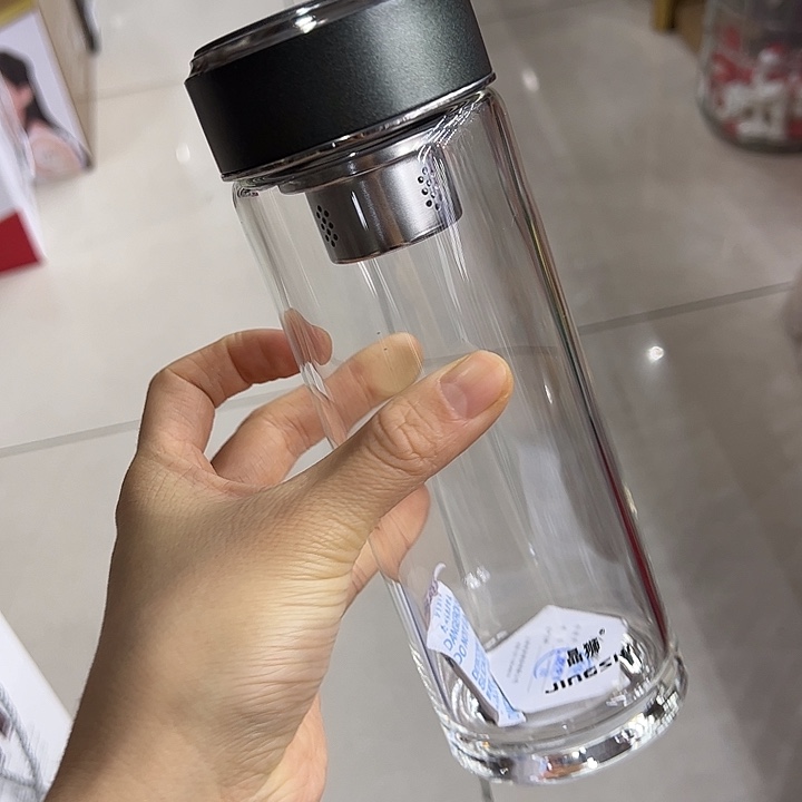 晶狮单层烫手玻璃杯500橄榄绿色➕杯套