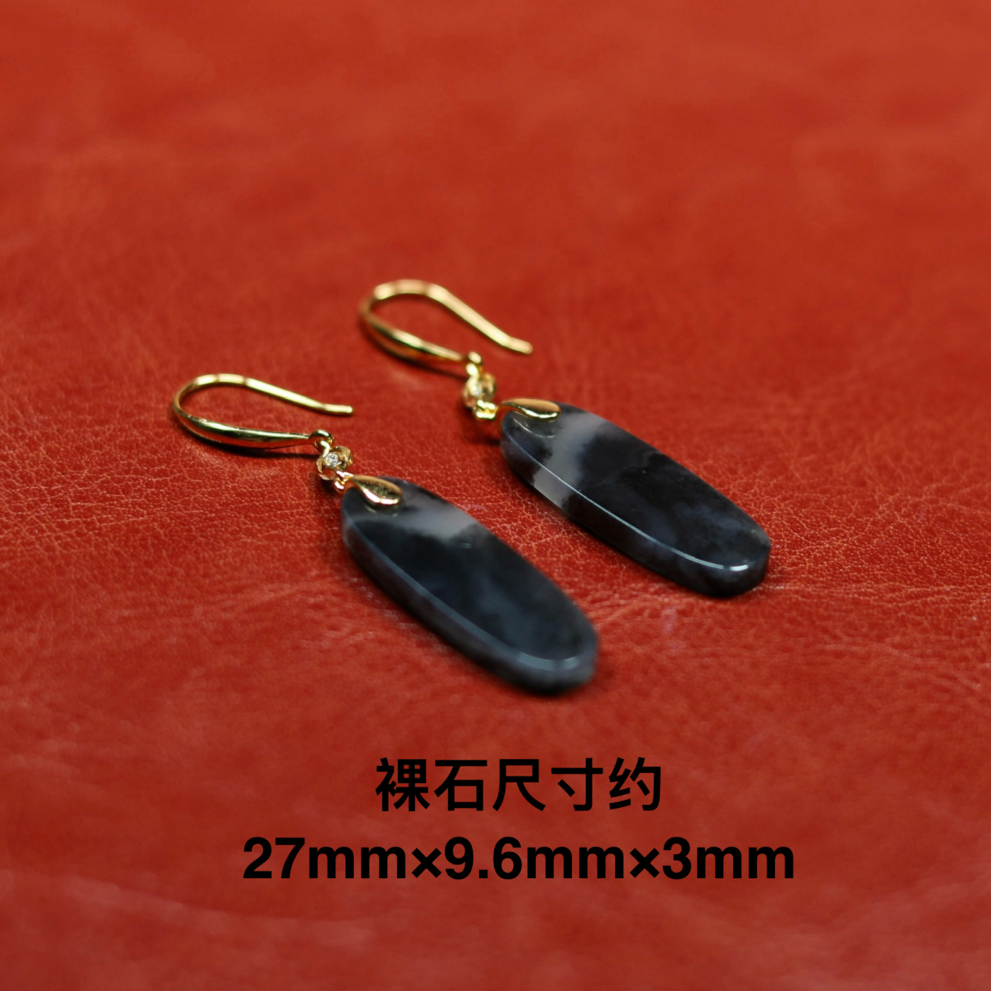 新品925银和田玉耳环水墨青花耳坠女款时尚简约百搭气质玉石耳饰