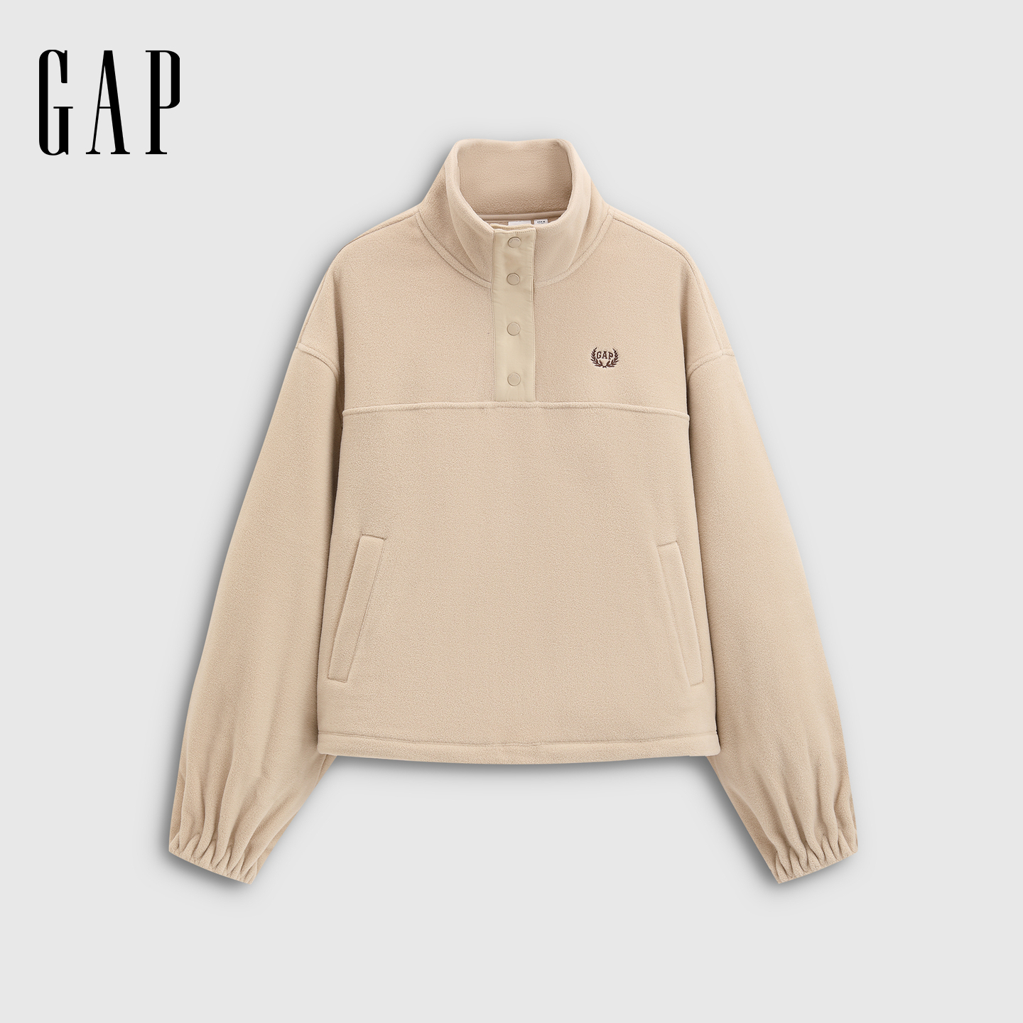 【成毅代言】Gap女装2025秋季麦穗logo刺绣休闲摇粒绒卫衣792600