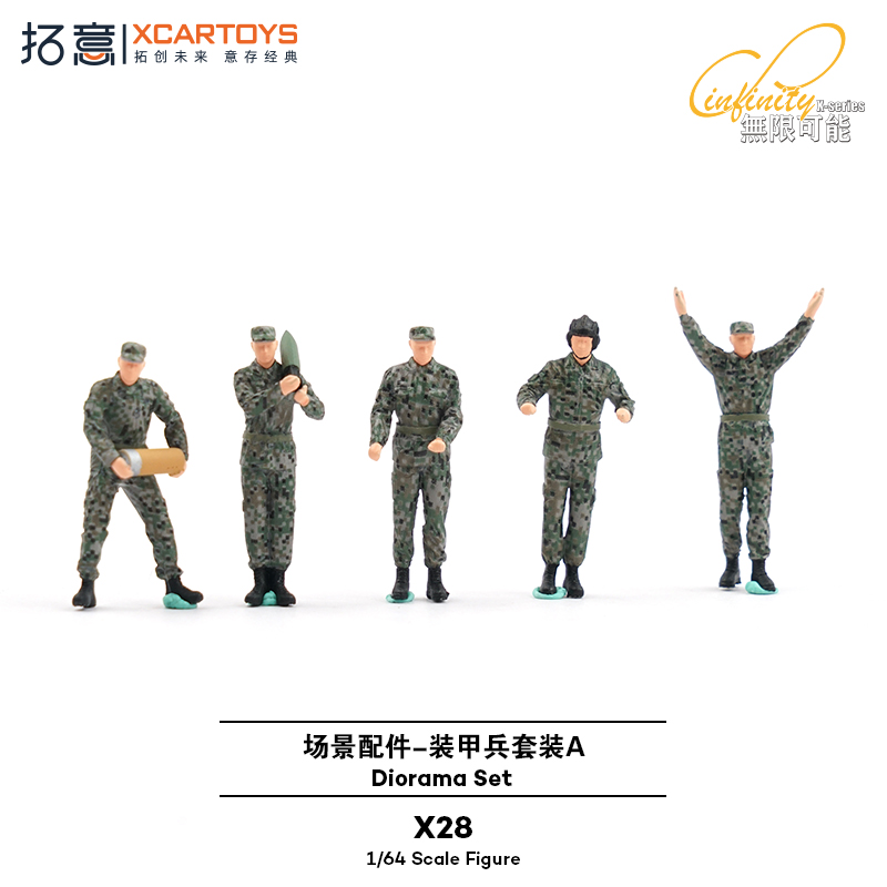 拓意 1:64 迷你人偶 装甲兵套装 拍摄场景沙盘摆件 合金模型