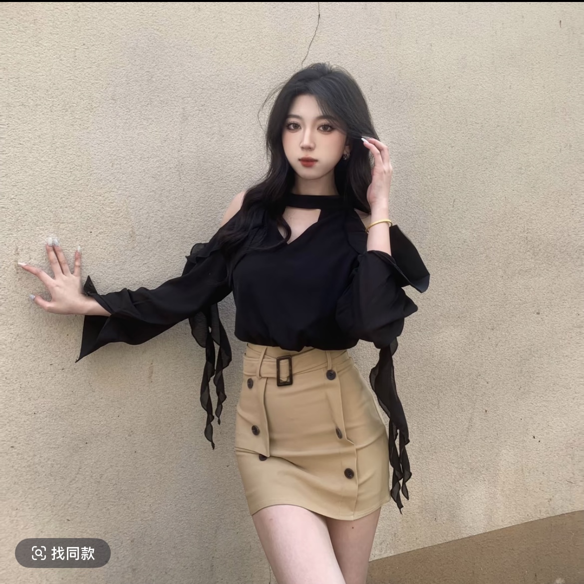 【A4】成人显瘦纯欲风甜美清新衬衫春季修身褶皱气质