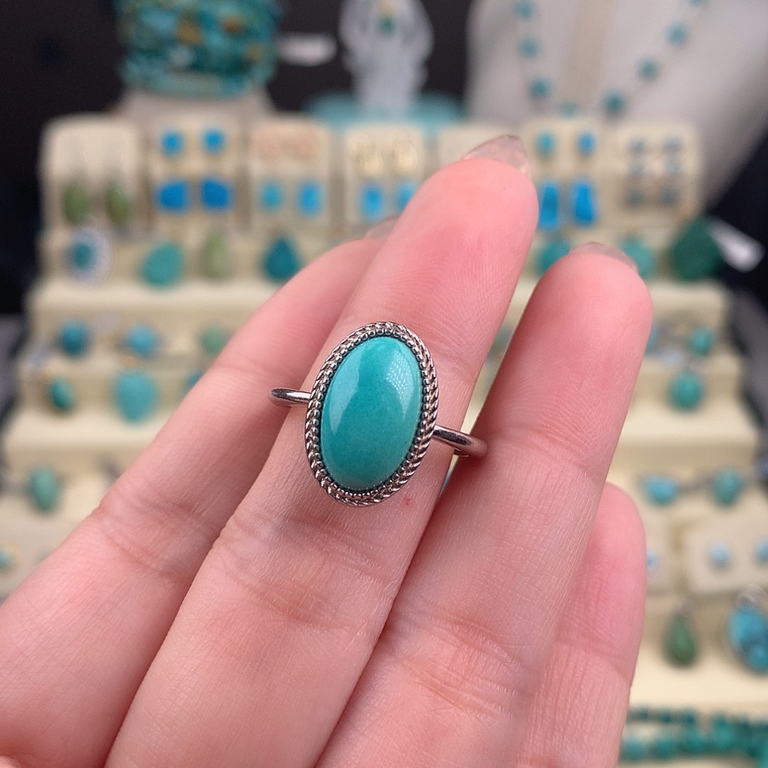 绿松石银S925镶嵌戒指