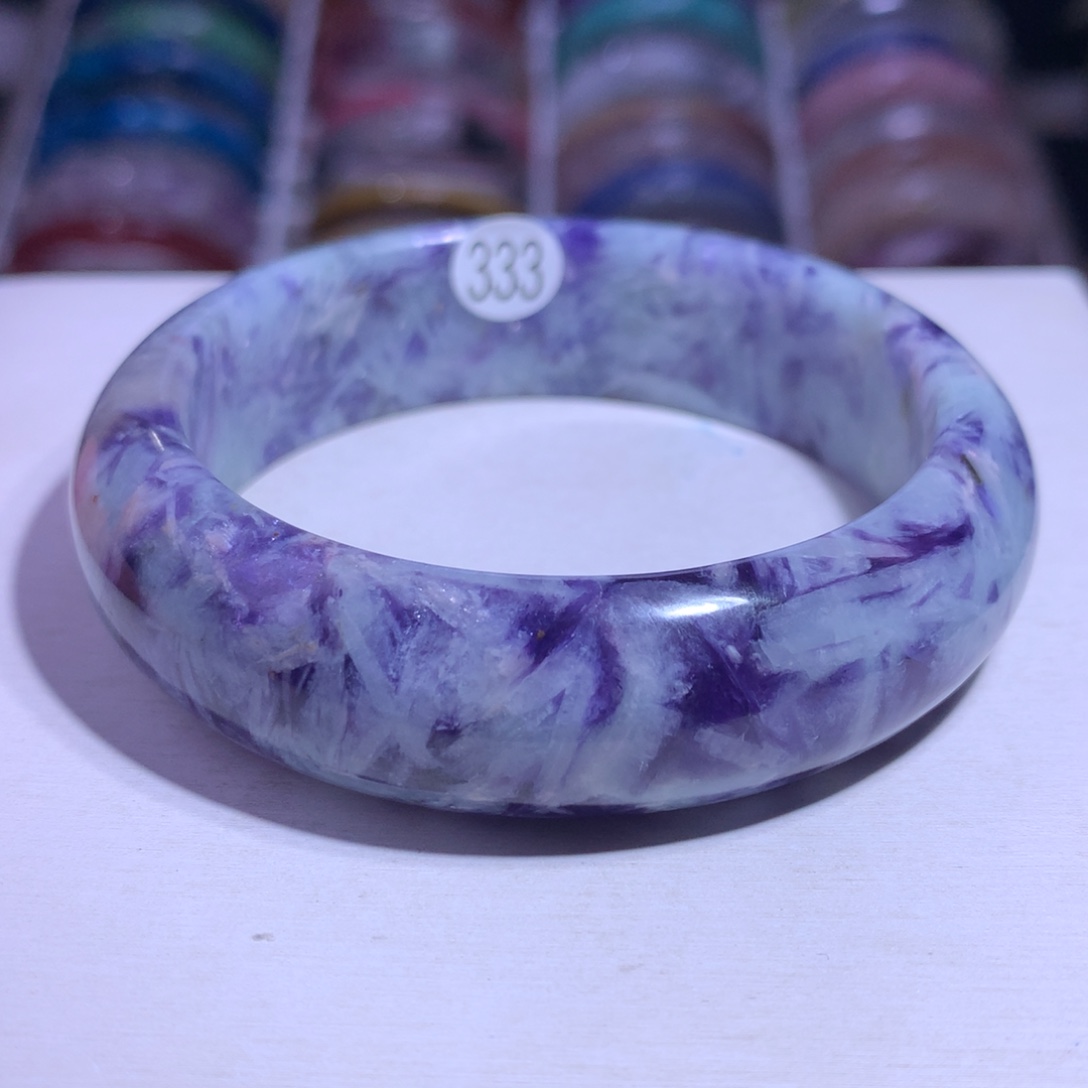 手镯水晶银S925镶嵌蓝龙晶56.9圈333