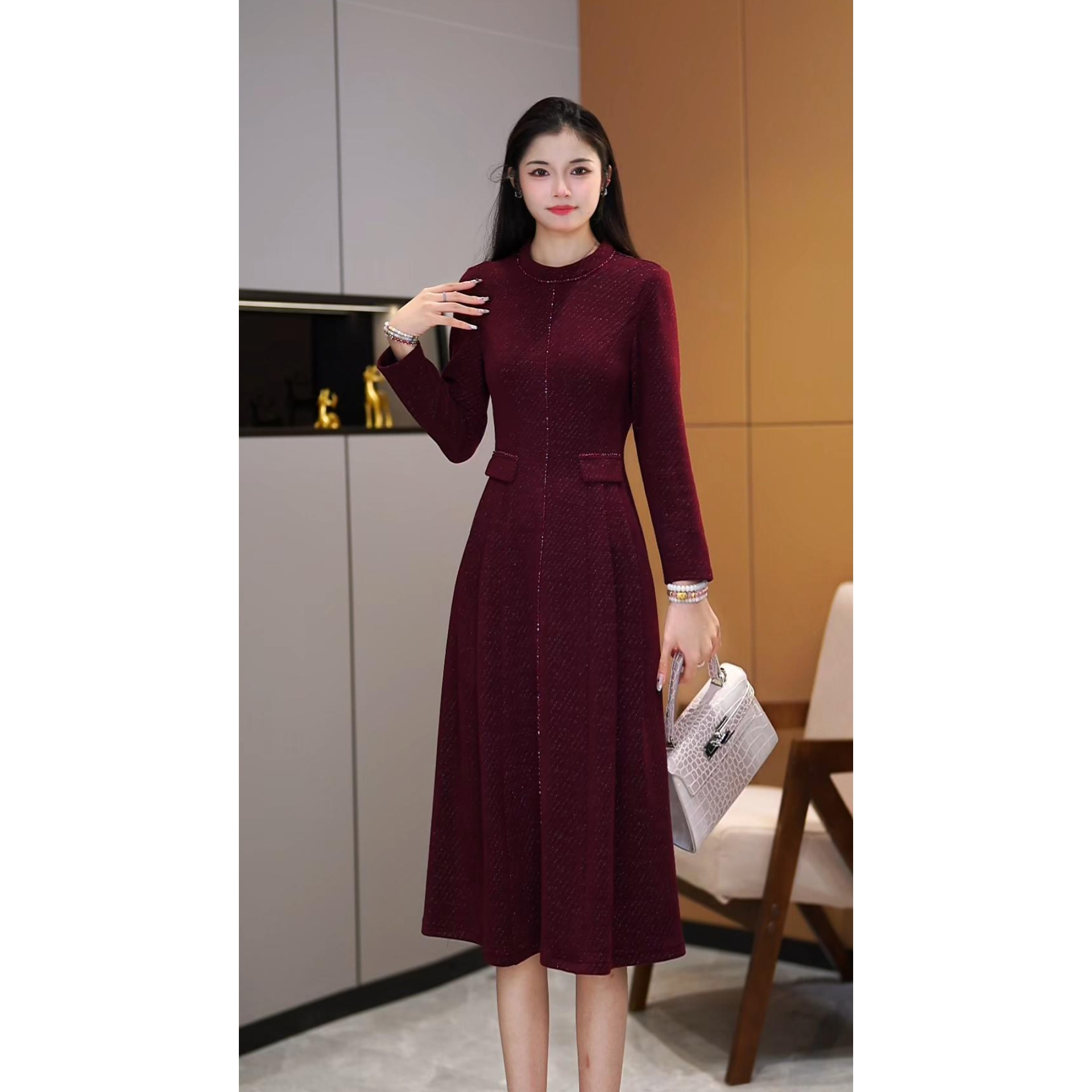 【咔尔丽丝】秋冬高端大码显瘦 65018 气质时尚百搭女装连衣裙