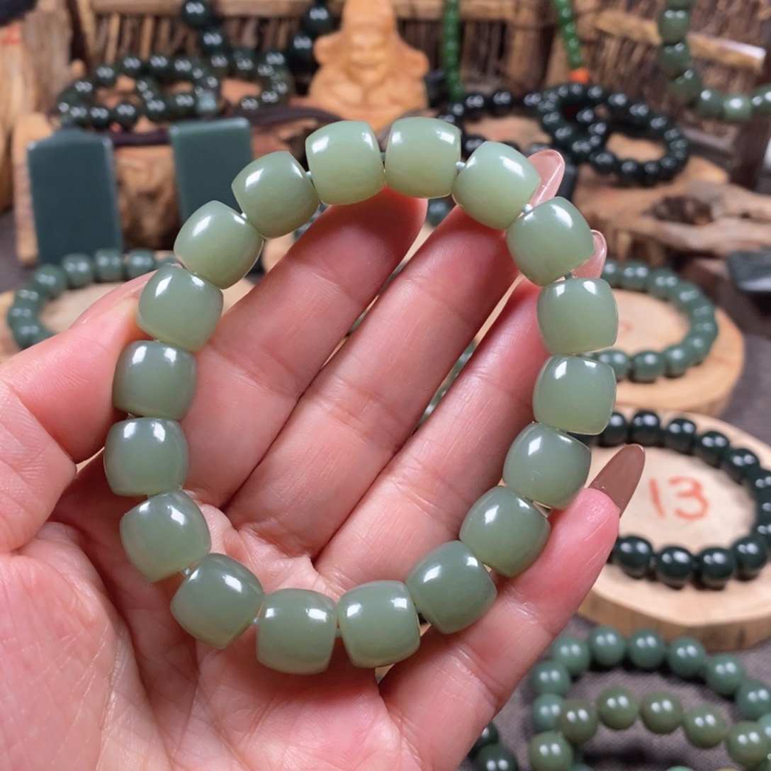 和田玉（青玉）手链未镶嵌