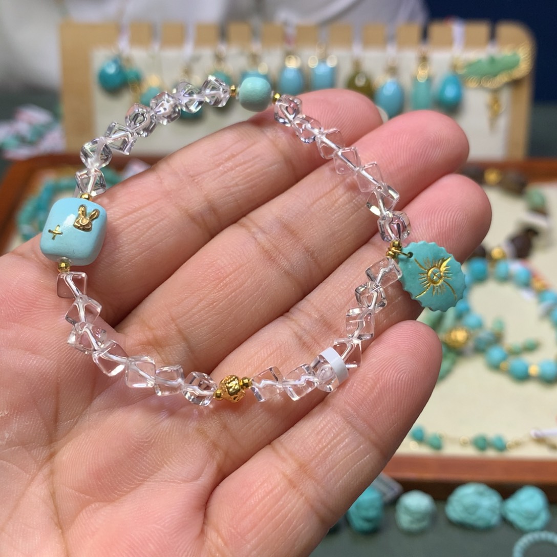 米***茶绿松石18K金镶嵌单圈