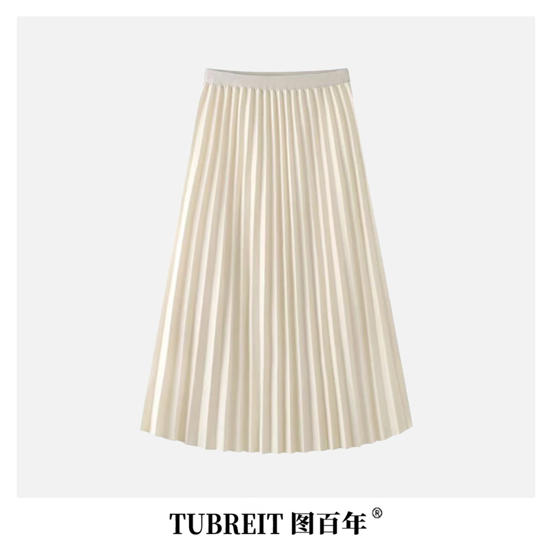 TUBREIT/图百年【福利】气质百搭米色百褶半身裙赫本半裙秋冬大摆裙