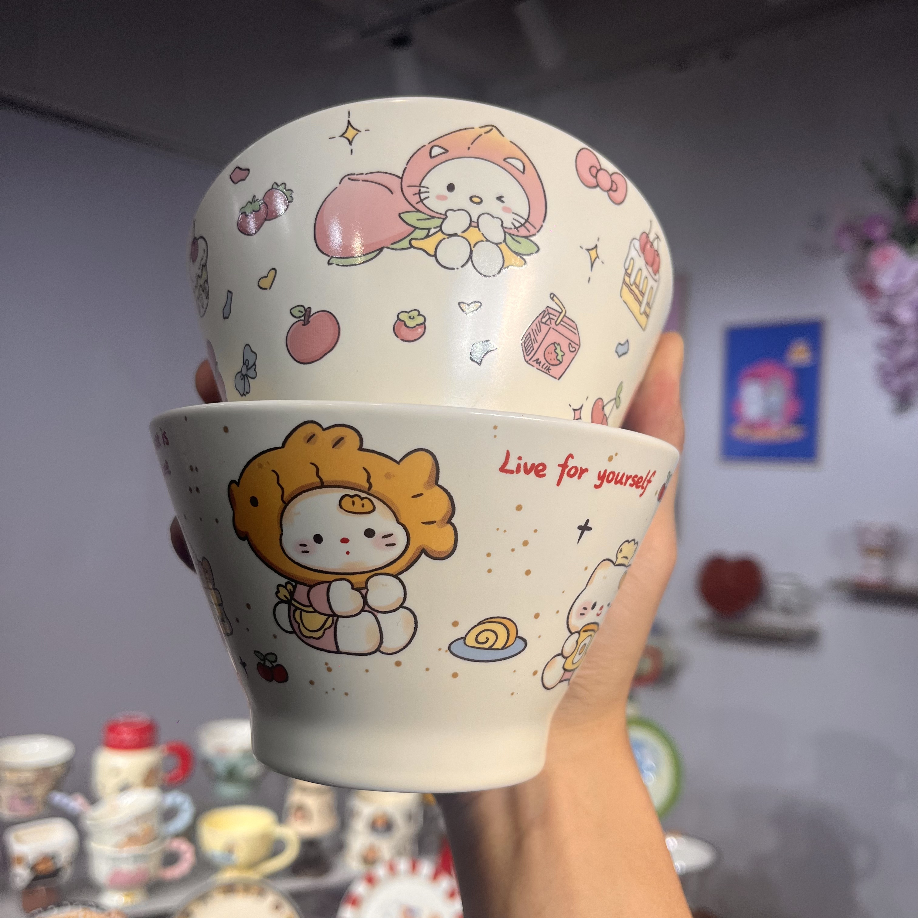 【嘟嘟好】出口高货 KT斗笠碗 陶瓷饭碗 面碗 两个装