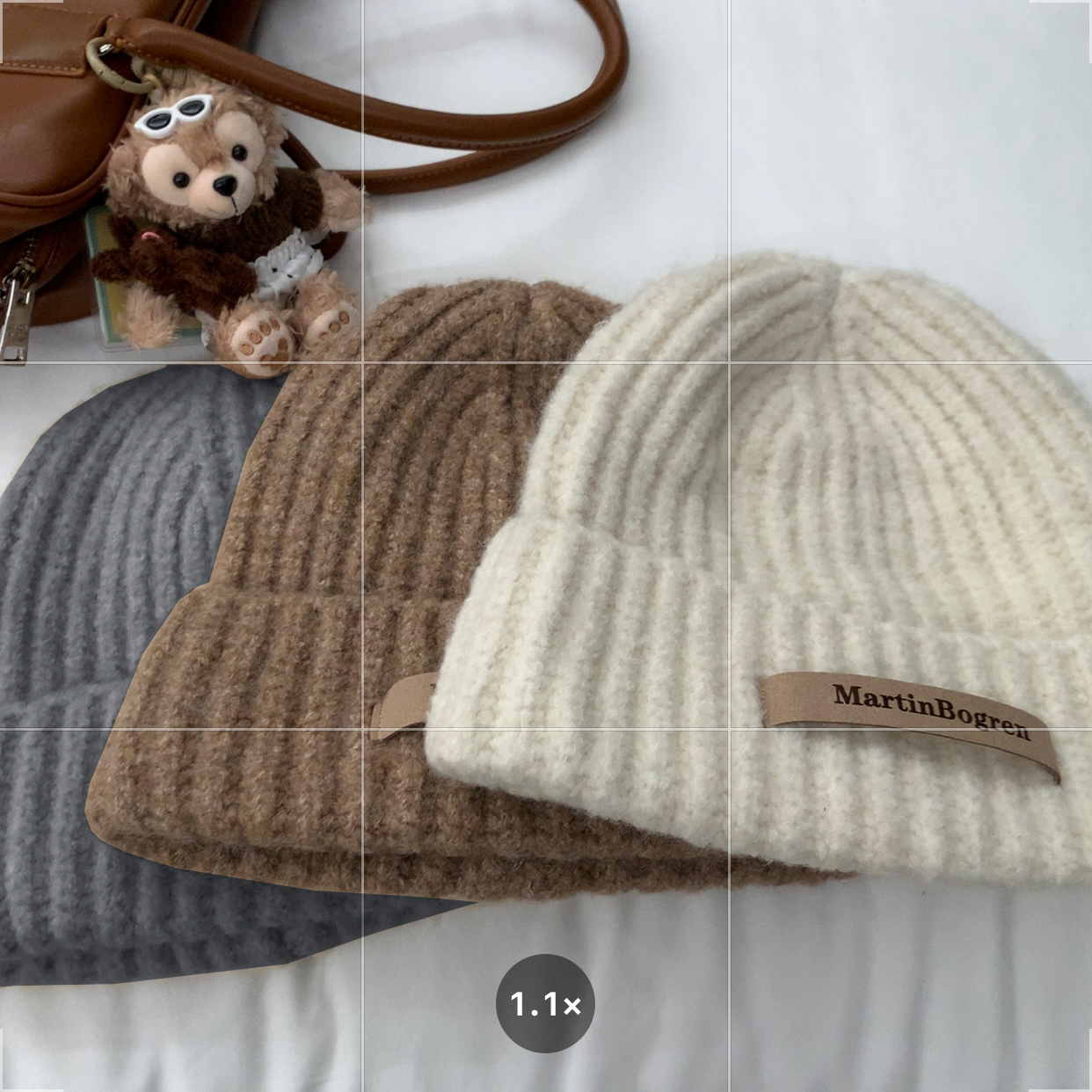 大婉酱微胖定制韩系冬季白色毛线帽定制防寒保暖针织帽冷帽 2141D