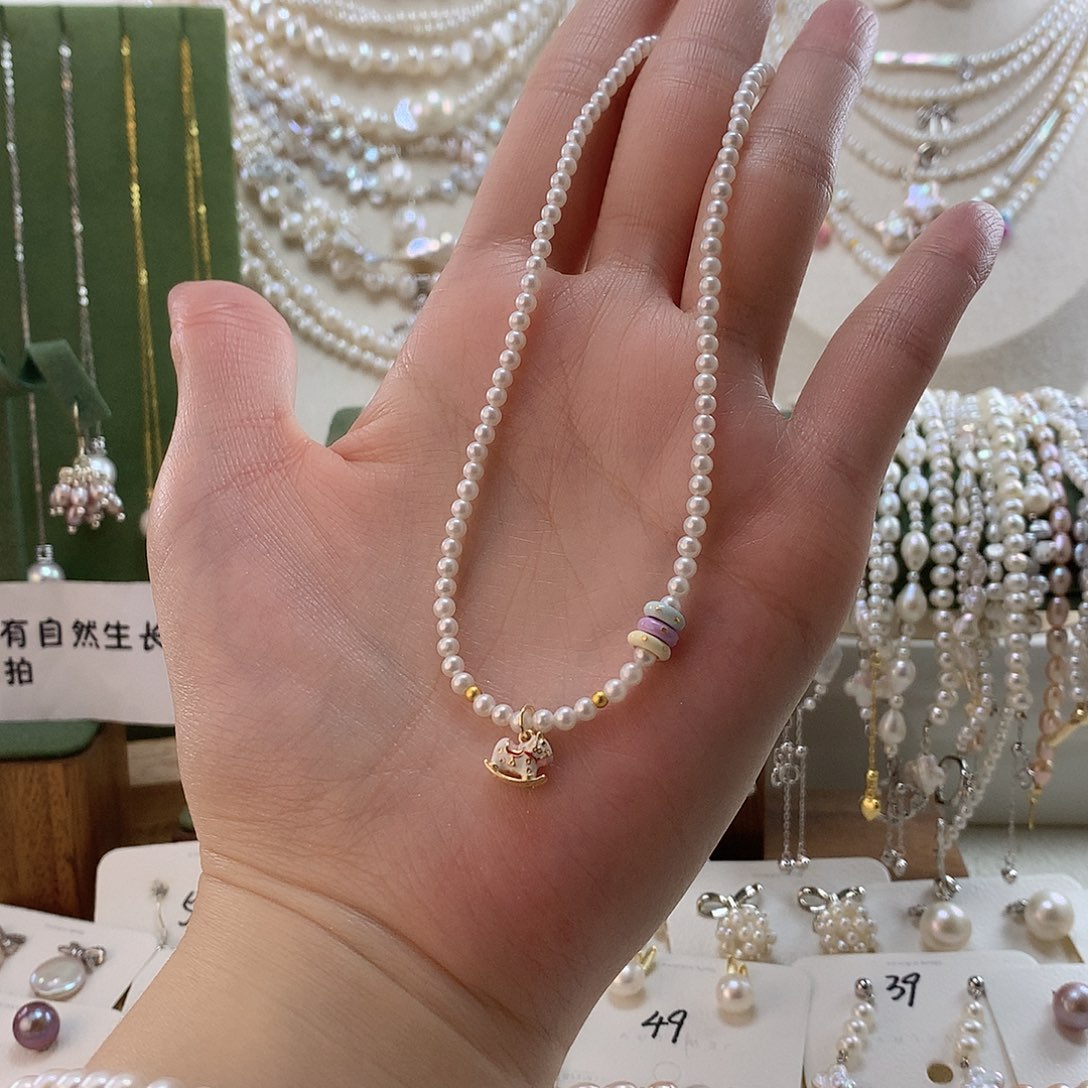 数***筋银S925镶嵌淡水珍珠颈饰小小马