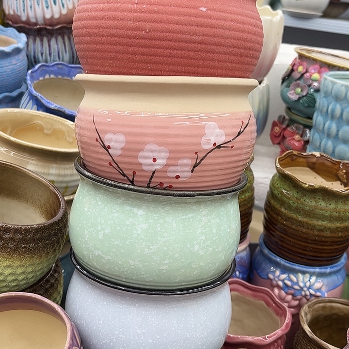 多肉绿植陶瓷花盆9.9包邮，有孔