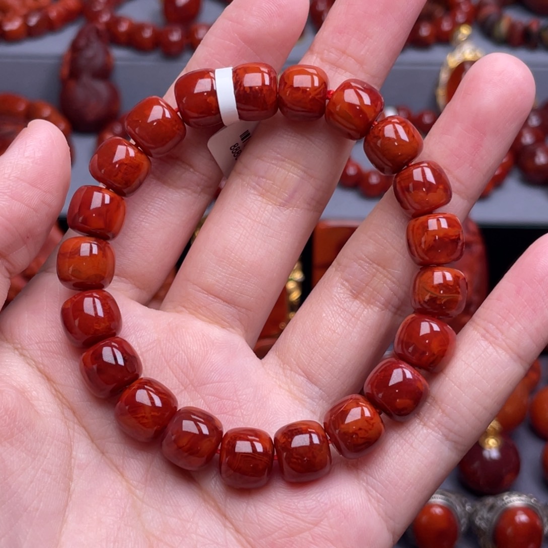 南红玛瑙未镶嵌珠宝奇石单圈10mm