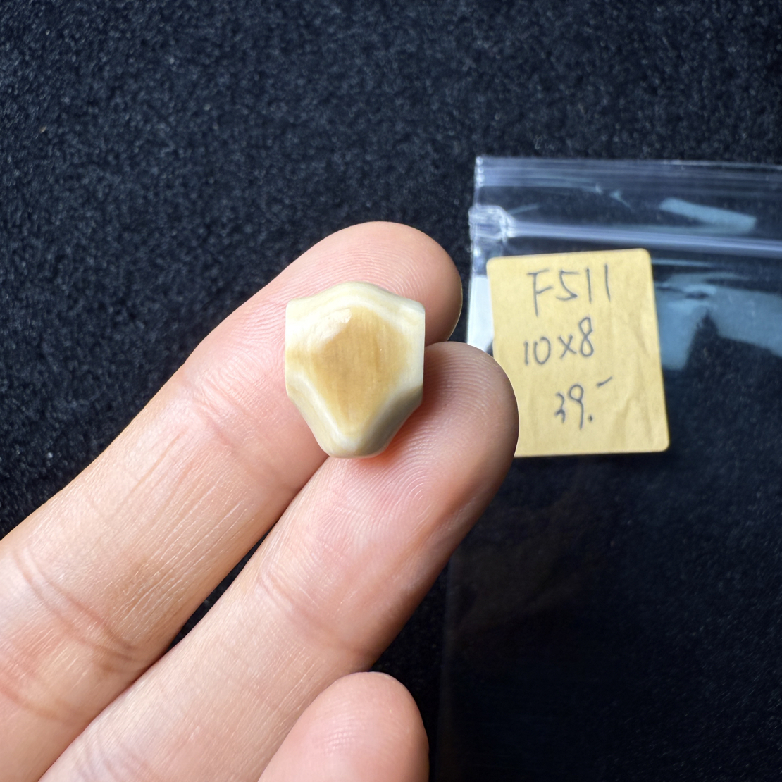 F511猛犸象牙对孔10*8mm鲨鱼背三通果冻料
