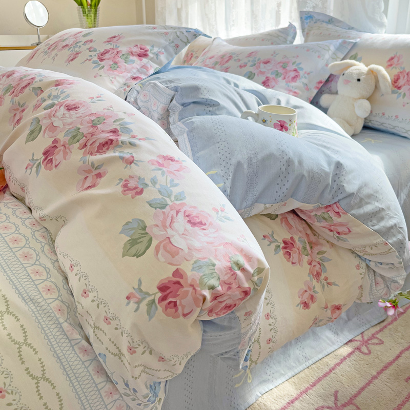 2025新款春秋天直播爆款全棉-ins印花系列四件套纯棉三件