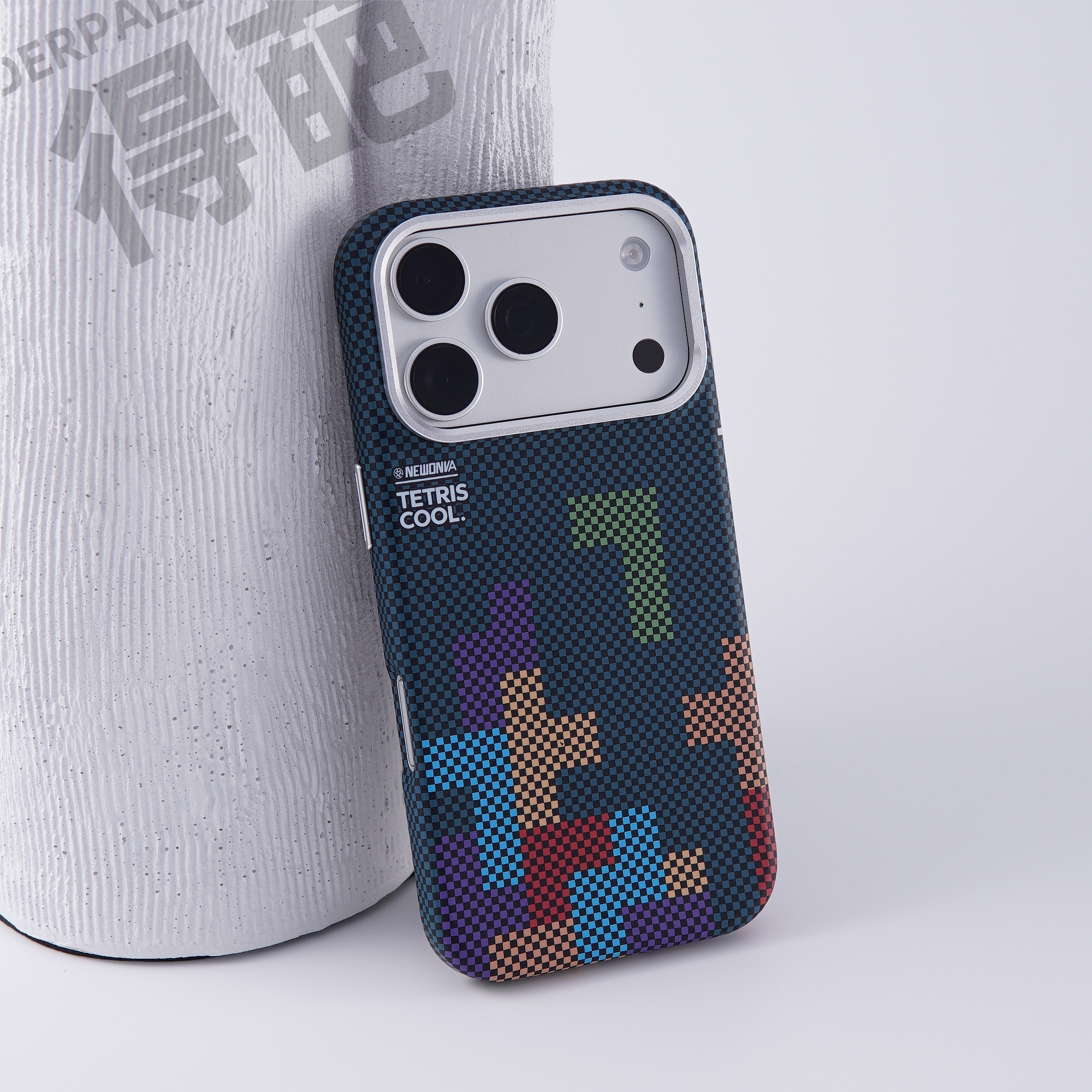 得葩碳纤纹理俄罗斯方块苹果17promax磁吸手机壳iphone16/15小米