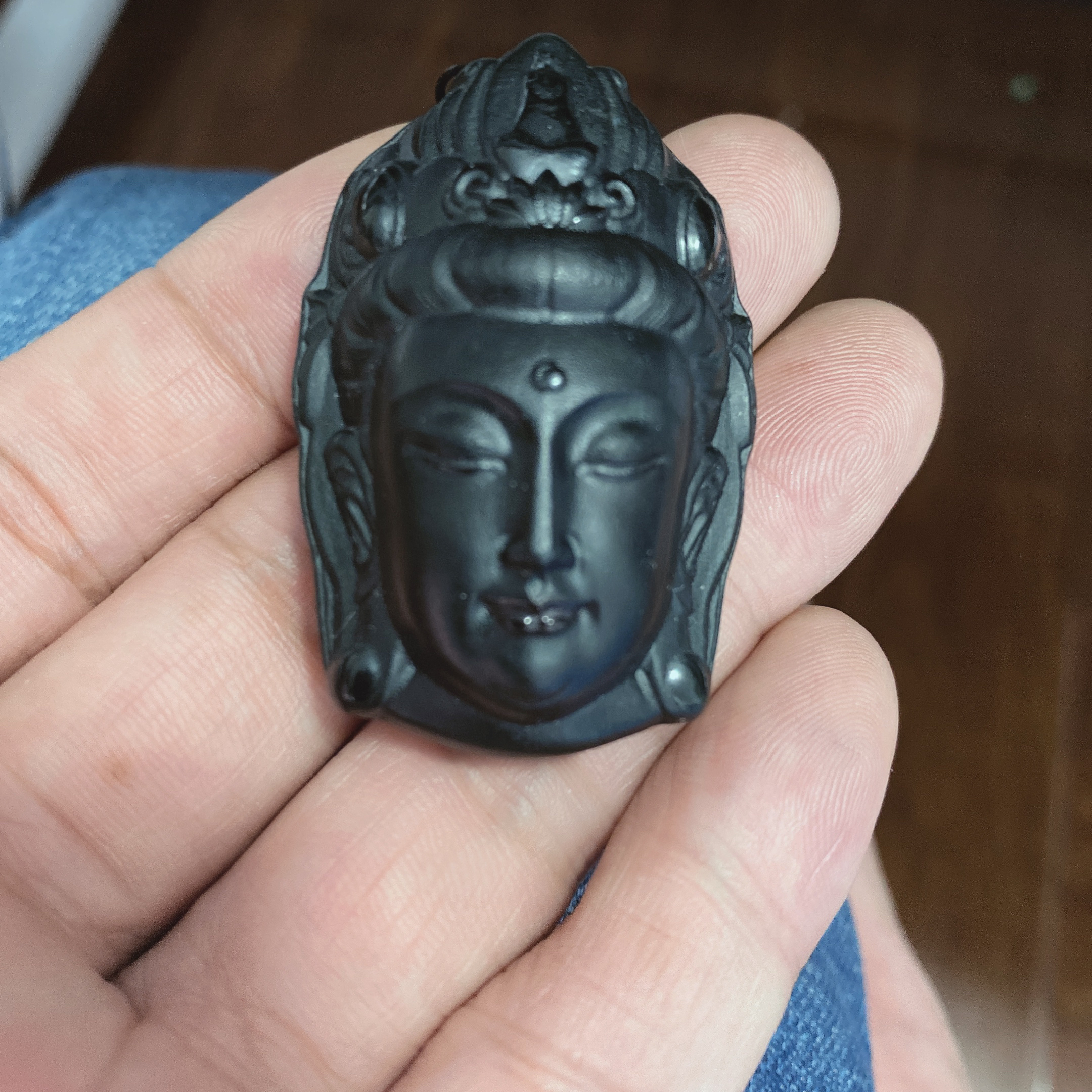 天然缅料a货  钢琴黑观音首挂件691