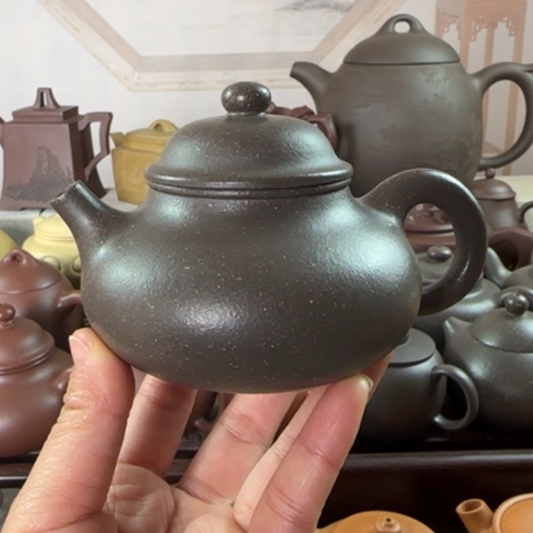 紫砂茶壶梨皮天青200c c