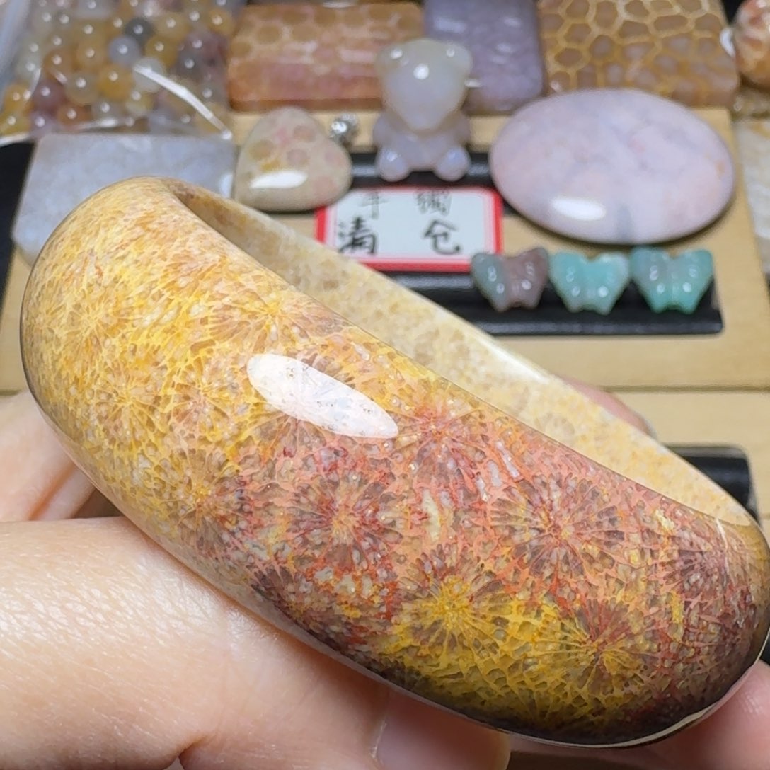 硅化玉58彩花，可盘未镶嵌