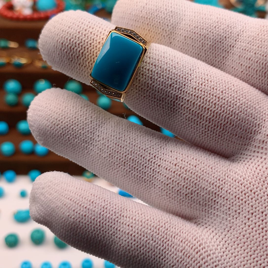 绿松石18K金镶嵌配饰