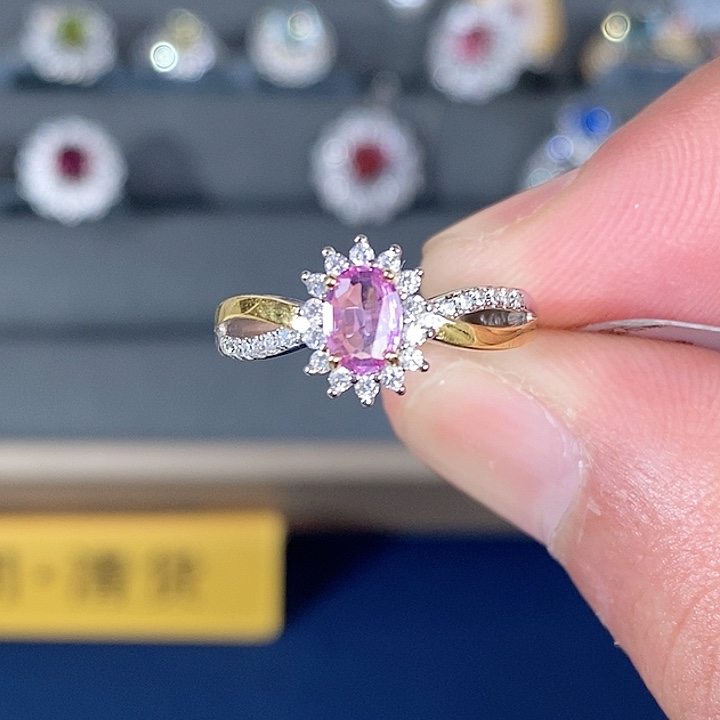 彩色蓝宝石戒指银S925镶嵌