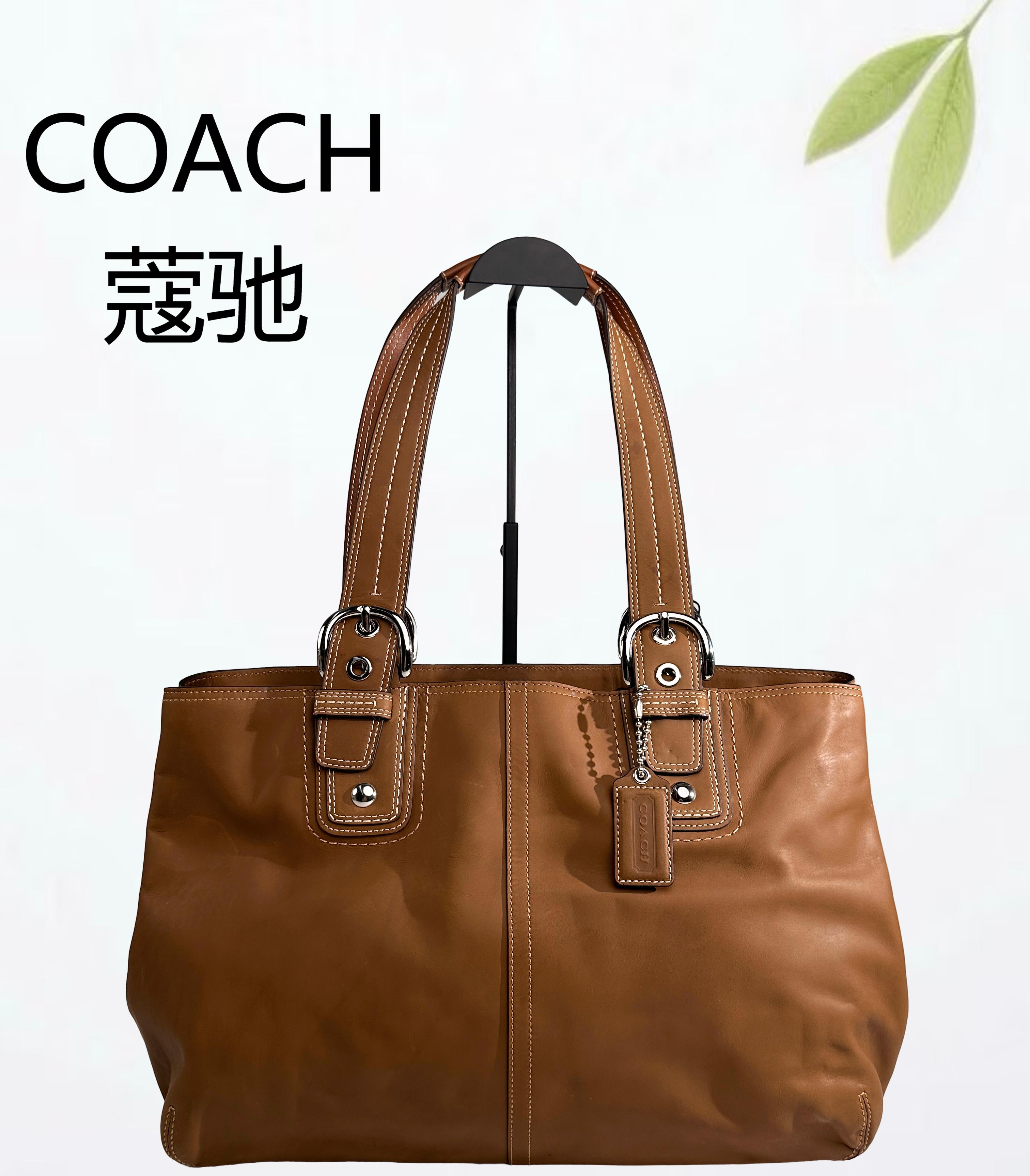 95新 COACH/蔻驰 焦糖色单肩包G25803800底长37X29