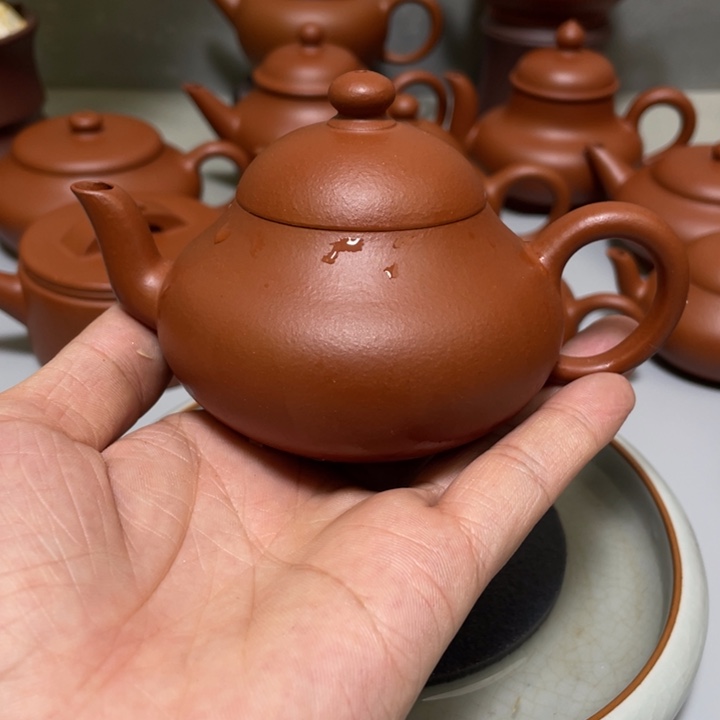 紫砂茶壶白*渡生砂生料朱泥