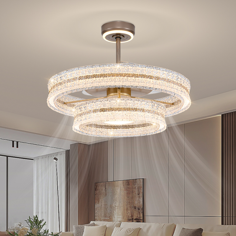 EYPHI/益菲意式极简古镇灯饰双环隐形吊扇卧室客厅大气智能灯具